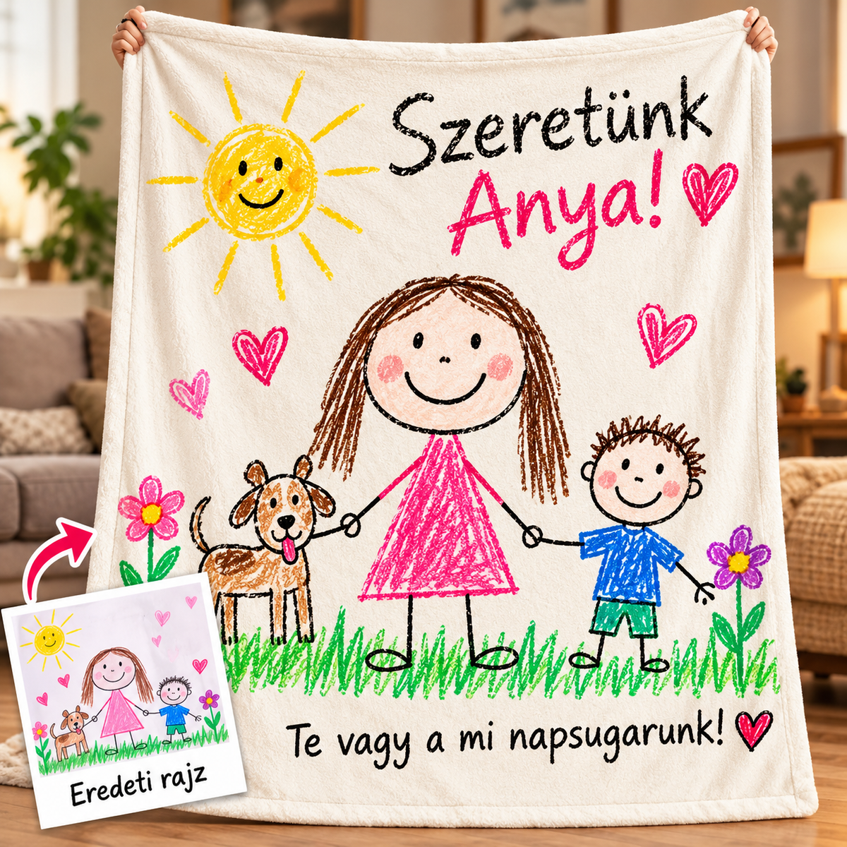 RajzEmlék – Egyedi takaró gyermeked rajzából
