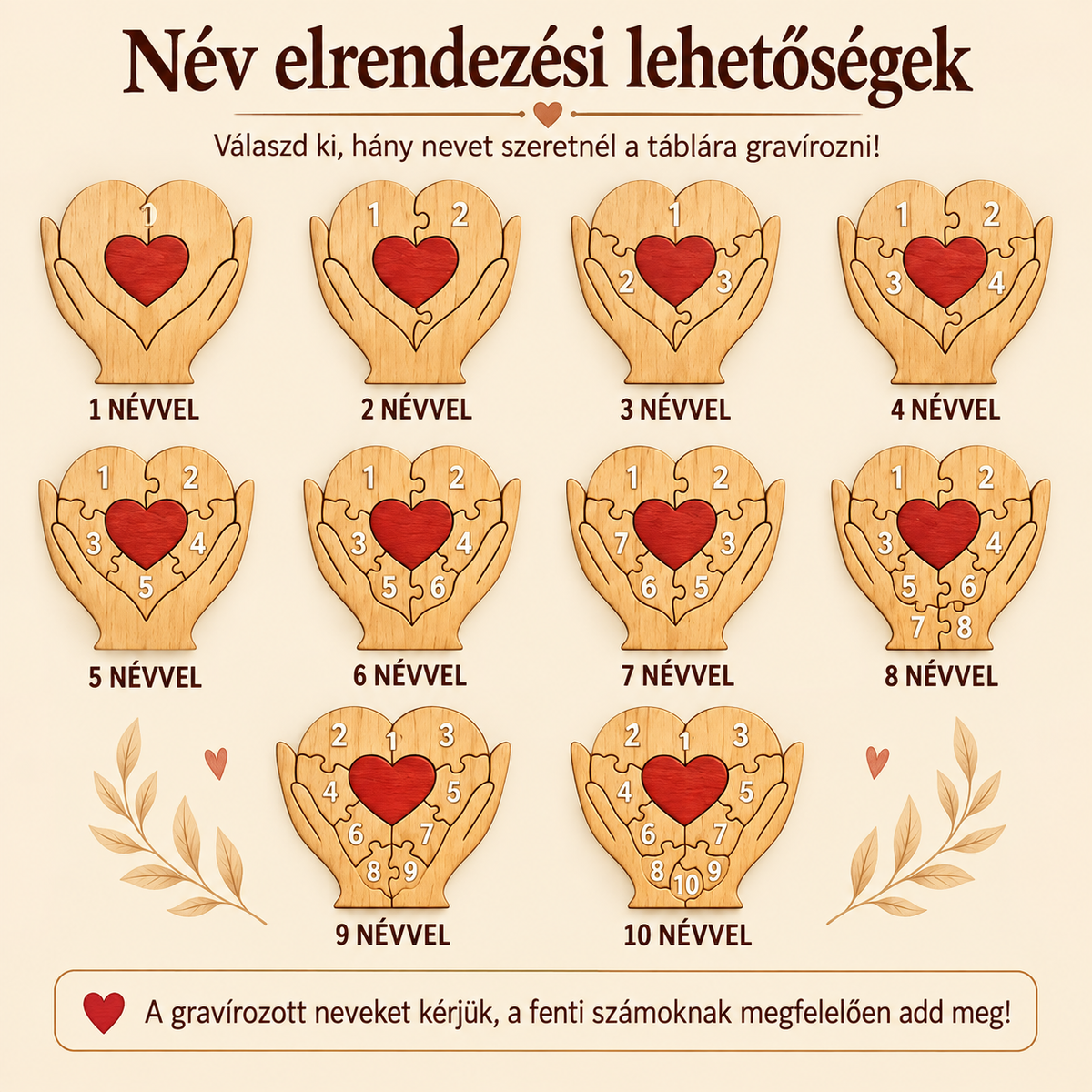 CsaládPuzzle – Egyedi fa kirakó nevekkel